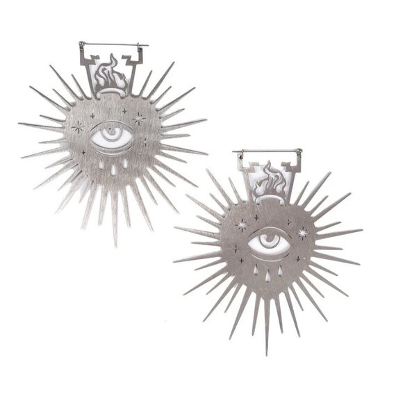 Sacred Heart Eye Hoop Earrings [NWT] - Picture 2 of 3